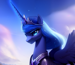 Size: 1532x1326 | Tagged: safe, imported from derpibooru, princess luna, alicorn, pony, ai content, ai generated, generator:stable diffusion, prompter:teonanakatle, royalty, solo