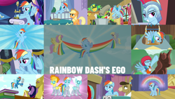 Size: 1978x1113 | Tagged: safe, edit, edited screencap, editor:quoterific, imported from derpibooru, screencap, applejack, chickadee, derpy hooves, fleetfoot, matilda, ms. peachbottom, parasol, rainbow dash, spitfire, twilight sparkle, pony, a trivial pursuit, boast busters, castle sweet castle, fall weather friends, games ponies play, non-compete clause, rainbow falls, spike at your service, the cart before the ponies, the crystal empire, the mysterious mare do well, the washouts (episode), yakity-sax, trophy