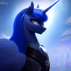 Size: 1536x1536 | Tagged: safe, imported from derpibooru, princess luna, alicorn, pony, ai content, ai generated, generator:stable diffusion, prompter:teonanakatle, royalty, solo