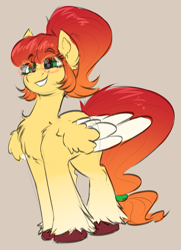 Size: 2219x3071 | Tagged: safe, artist:witchtaunter, imported from derpibooru, oc, oc only, pegasus, pony, chest fluff, cute, ear fluff, fluffy, glasses, simple background, sketch, smiling, solo, unshorn fetlocks