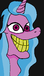 Size: 172x292 | Tagged: safe, artist:atrocitycode, imported from derpibooru, izzy moonbow, pony, unicorn, creepy, g5, nightmare fuel, she's a blue meanie, solo