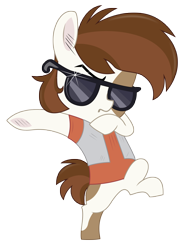 Size: 2600x3537 | Tagged: safe, artist:tolpain, imported from ponybooru, pipsqueak, earth pony, pony, clothes, dancing, solo, sunglasses