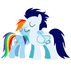 Size: 1099x1099 | Tagged: safe, artist:mlplary6, imported from derpibooru, rainbow dash, soarin', pegasus, pony, eyes closed, female, hug, male, mare, shipping, simple background, soarindash, stallion, straight, transparent background, vector