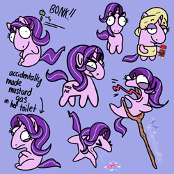 Size: 800x800 | Tagged: safe, artist:daisydewdles, imported from derpibooru, starlight glimmer, pony, unicorn, alternate cutie mark, bonk, female, mare, solo, staff, staff of sameness, tongue out, towel, twilight sparkle's cutie mark