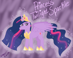 Size: 5000x4000 | Tagged: safe, artist:gingerdemonkitten666, imported from derpibooru, twilight sparkle, alicorn, pony, absurd resolution, crown, ethereal mane, ethereal tail, female, jewelry, looking at you, mare, older, older twilight, regalia, solo, tail, twilight sparkle (alicorn), wings