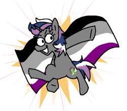 Size: 1488x1305 | Tagged: safe, artist:punkittdev, imported from derpibooru, oc, oc only, pony, unicorn, asexual pride flag, commission, grin, pose, pride, pride flag, simple background, smiling, solo, white background