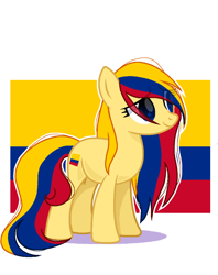 Size: 720x911 | Tagged: safe, artist:diniarvegafinahar, imported from derpibooru, earth pony, pony, colombia, female, flag, mare, nation ponies, ponified, simple background, solo, white background