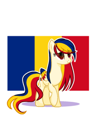 Size: 720x960 | Tagged: safe, artist:diniarvegafinahar, imported from derpibooru, pegasus, pony, colored wings, female, flag, mare, multicolored wings, nation ponies, ponified, romania, simple background, solo, white background, wings