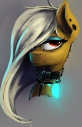 Size: 1472x2252 | Tagged: safe, artist:blvckmagic, imported from derpibooru, oc, oc only, oc:cella, earth pony, bust, collar, ear piercing, earth pony oc, female, mare, piercing, solo