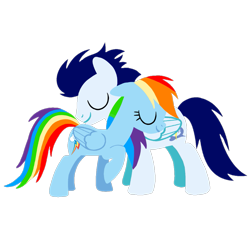 Size: 1099x1099 | Tagged: safe, artist:mlplary6, imported from derpibooru, rainbow dash, soarin', pegasus, pony, eyes closed, female, hug, male, mare, shipping, simple background, soarindash, stallion, straight, transparent background, vector