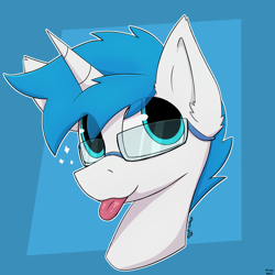 Size: 1500x1500 | Tagged: safe, artist:monycaalot, imported from derpibooru, oc, oc:nhale, pony, unicorn, gift art, glasses, icon, looking up, solo, tongue out