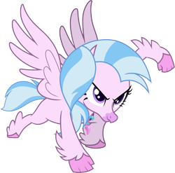 Size: 3041x3000 | Tagged: safe, artist:cloudy glow, imported from derpibooru, silverstream, classical hippogriff, hippogriff, uprooted, .ai available, female, high res, jewelry, necklace, simple background, smiling, smirk, solo, spread wings, superhero landing, transparent background, vector, wings