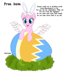 Size: 4092x4674 | Tagged: safe, artist:rioshi, artist:starshade, imported from derpibooru, oc, oc only, alicorn, pony, 2023, absurd resolution, alicorn oc, base, easter, easter bunny, easter egg, egg, eyelashes, female, grass, holiday, horn, mare, open mouth, open smile, simple background, smiling, solo, transparent background, wings