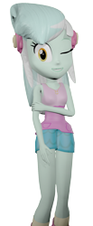 Size: 867x2109 | Tagged: safe, artist:optimussparkle, imported from derpibooru, lyra heartstrings, equestria girls, 3d, clothes, looking at you, one eye closed, simple background, solo, source filmmaker, transparent background, wink