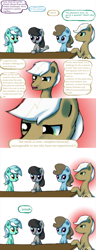 Size: 800x2073 | Tagged: safe, artist:esuka, imported from derpibooru, beauty brass, frederic horseshoepin, lyra heartstrings, octavia melody, pony, ask-canterlot-musicians