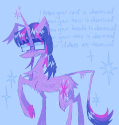 Size: 1280x1340 | Tagged: safe, artist:webkinzworldz, imported from derpibooru, twilight sparkle, pony, unicorn, cloven hooves, glasses, leonine tail, lyrics, lyrics in the description, solo, tail, text, unicorn twilight