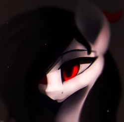 Size: 1368x1343 | Tagged: safe, artist:minckies, imported from derpibooru, oc, oc only, earth pony, pony, bust, earth pony oc, hair over one eye, red eyes, solo