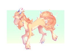 Size: 2828x2121 | Tagged: safe, artist:prettyshinegp, imported from derpibooru, oc, oc only, pony, abstract background, chest fluff, female, horns, mare, solo, unshorn fetlocks