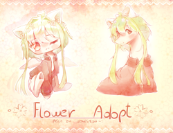 Size: 2797x2144 | Tagged: safe, artist:prettyshinegp, imported from derpibooru, oc, oc only, oc:flower, pegasus, pony, chibi, clothes, duo, female, mare, one eye closed, pegasus oc, sitting, smiling, wink