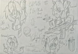 Size: 4400x3088 | Tagged: safe, artist:rony, imported from derpibooru, oc, oc only, oc:cold froth, earth pony, monster pony, alcohol, cyrillic, gun, russian, tentacles, traditional art, vodka, weapon