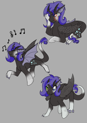 Size: 1000x1414 | Tagged: safe, artist:jolliapplegirl, imported from derpibooru, oc, oc:permanent rarity, dracony, dragon, hybrid, original species, pony, female, hybrid oc, music notes, not rarity, scales