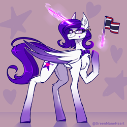 Size: 3000x3000 | Tagged: safe, artist:greenmaneheart, imported from derpibooru, oc, oc:violet sparkle, alicorn, pony, concave belly, female, flag, folded wings, gradient hooves, horn, large wings, long horn, long legs, magic, mare, national flag, signature, skinny, solo, standing, sternocleidomastoid, thailand, thin, wings