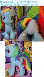 Size: 892x1552 | Tagged: safe, artist:furrysale, imported from derpibooru, rainbow dash, pegasus, pony, butt, commission, female, life size, mare, plot, plushie, solo, ych example, your character here