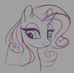 Size: 662x652 | Tagged: safe, artist:briarrosie, imported from derpibooru, rarity, pony, unicorn, bust, monochrome, sketch, solo