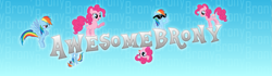 Size: 1123x313 | Tagged: safe, artist:awesomebrony, artist:mixermike622, imported from derpibooru, pinkie pie, rainbow dash, earth pony, pegasus, pony, adobe illustrator, banner, blue background, brony, caption, channel banner, female, flying, frown, glasses, glowing, gradient background, mare, open mouth, pattern, raised hoof, simple background, sitting, smiling, spread wings, standing, text, upside down, wings, youtube, youtube banner, youtube link