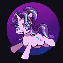 Size: 1080x1080 | Tagged: safe, artist:tkotu1, imported from derpibooru, starlight glimmer, pony, unicorn, cute, eye clipping through hair, eyebrows, eyebrows visible through hair, female, glimmerbetes, horn, looking at you, mare, open mouth, open smile, smiling, smiling at you, solo, sparkly eyes, wingding eyes