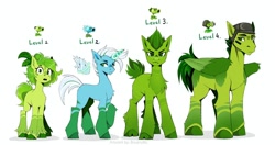 Size: 1200x635 | Tagged: safe, artist:buvanybu, imported from derpibooru, earth pony, pegasus, pony, unicorn, chest fluff, cloven hooves, height difference, physique difference, plants vs zombies, ponified, raised hoof, simple background, standing, sternocleidomastoid, white background