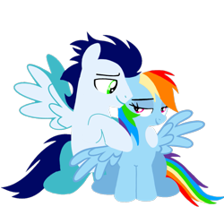 Size: 1099x1099 | Tagged: safe, artist:mlplary6, imported from derpibooru, rainbow dash, soarin', pegasus, pony, female, hug, looking at each other, looking at someone, love, male, mare, shipping, simple background, sitting, smiling, smiling at each other, soarindash, stallion, straight, transparent background, vector