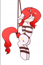 Size: 1025x1531 | Tagged: safe, imported from derpibooru, oc, oc only, oc:shallow light, bondage, floppy ears, gag, simple background, solo, white background