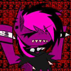 Size: 467x467 | Tagged: safe, artist:xxv4mp_g4z3rxx, imported from derpibooru, oc, oc:violet valium, bat pony, pony, angry, animated, bat pony oc, clothes, ear piercing, fangs, forked tongue, fuck, gif, hoodie, hospital band, nonbinary, piercing, scar, screaming, self harm, self harm scars, solo, spiked wristband, text, vulgar, wristband, yelling