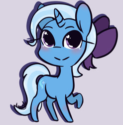Size: 640x649 | Tagged: safe, artist:lilliesinthegarden, imported from derpibooru, trixie, unicorn, blushing, bow, female, hair bow, heart, heart eyes, looking at you, mare, simple background, solo, wingding eyes
