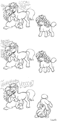 Size: 1554x3265 | Tagged: safe, artist:suautib, imported from derpibooru, hitch trailblazer, zipp storm, oc, oc:maroon firefly, earth pony, pegasus, pony, black and white, comic, cute, female, filly, foal, g5, grayscale, happy, hitchzipp, hug, laughing, lineart, male, mare, monochrome, offspring, parent:hitch trailblazer, parent:zipp storm, parents:hitchzipp, screaming, shipping, simple background, story included, straight, sweet dreams fuel, white background, wholesome