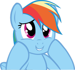Size: 725x676 | Tagged: safe, artist:retroponybro, imported from derpibooru, rainbow dash, pegasus, pony, daring don't, base used, cute, dashabetes, female, mare, reaction image, simple background, smiling, solo, transparent background, vector