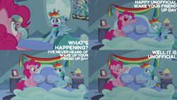 Size: 2000x1125 | Tagged: safe, edit, edited screencap, editor:quoterific, imported from derpibooru, screencap, pinkie pie, rainbow dash, secrets and pies