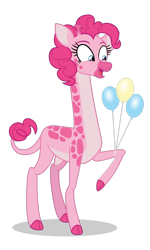 Size: 6000x10000 | Tagged: safe, artist:gypsykumquat, imported from derpibooru, pinkie pie, giraffe, .svg available, balloon, giraffe pie, giraffied, inkscape, show accurate, simple background, smiling, solo, species swap, transparent background, vector