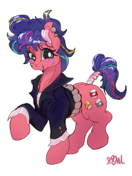 Size: 2400x3200 | Tagged: safe, artist:br0via, imported from derpibooru, earth pony, pony, clothes, female, jacket, mare, simple background, solo, transparent background