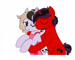 Size: 960x768 | Tagged: safe, artist:amgiwolf, artist:yesic01, imported from derpibooru, oc, oc only, earth pony, pony, unicorn, apron, cheek kiss, clothes, duo, kissing, simple background, transparent background, vector