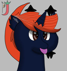 Size: 2637x2801 | Tagged: safe, artist:paprika jenkins, imported from derpibooru, oc, oc only, oc:fizakn catto, pony, unicorn, :p, art trade, bust, male, manebooru, solo, tongue out, watermark