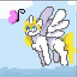 Size: 1080x1078 | Tagged: safe, artist:pwicsun, imported from derpibooru, oc, oc only, oc:kionagdl, butterfly, pixel art, solo