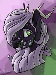 Size: 3000x4000 | Tagged: safe, artist:stardustspix, imported from derpibooru, oc, oc only, deer, abstract background, antlers, bust, colored eyebrows, colored eyelashes, deer oc, freckles, green eyes, high res, male, non-pony oc, portrait, purple coat, solo, white mane