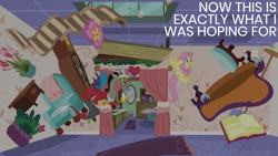 Size: 1920x1080 | Tagged: safe, edit, edited screencap, editor:quoterific, imported from derpibooru, screencap, discord, fluttershy, discordant harmony, book, couch, discord's house, grandfather clock, plant