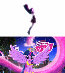 Size: 1253x1412 | Tagged: safe, imported from derpibooru, sci-twi, twilight sparkle, alicorn, pony, equestria girls, friendship games, magical mystery cure, alternate scenario, big crown thingy, clothes, crystal prep academy uniform, element of magic, female, jewelry, long socks, magical mystery cure tenth anniversary, mare, regalia, school uniform, spread wings, transformation, twilight sparkle (alicorn), wings