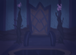 Size: 938x683 | Tagged: safe, anonymous artist, imported from derpibooru, series:misty pov, g5, indoors, no pony, opaline's dark castle, opaline's throne, throne, throne room