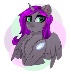 Size: 762x793 | Tagged: safe, artist:taiweiart, imported from derpibooru, oc, oc only, alicorn, pony, alicorn oc, bust, commission, female, heart, heart eyes, horn, solo, wingding eyes, wings
