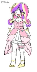 Size: 540x1056 | Tagged: safe, artist:ruto_me, imported from derpibooru, princess cadance, human, breasts, cleavage, clothes, dress, female, humanized, simple background, solo, white background