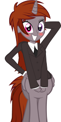 Size: 1000x2000 | Tagged: safe, artist:razoruniboop, edit, imported from derpibooru, oc, oc only, oc:funny jo, alicorn, centaur, taur, equestria girls, alitaur, arm behind head, blushing, business suit, centaur oc, clothes, female, four arms, grin, hand on hip, hands in front of body, heterochromia, horn, multiple arms, necktie, proud, simple background, smiling, solo, transparent background, wat, wings